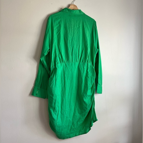 PrettyLittleThing Plus Bright Green Wrap Shirt Dress Size 16 NWT - Picture 5 of 16